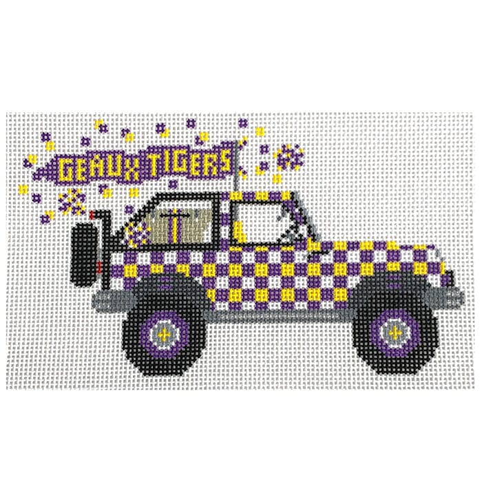 LSU Jeep Painted Canvas Wipstitch Needleworks  - 1