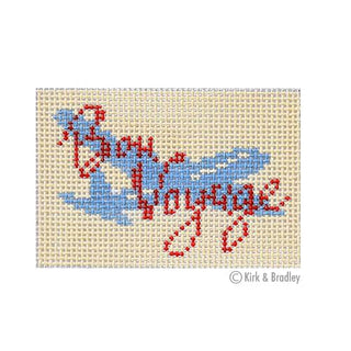 Luggage Tag   Bon Voyage Plane Painted Canvas Kirk & Bradley 
