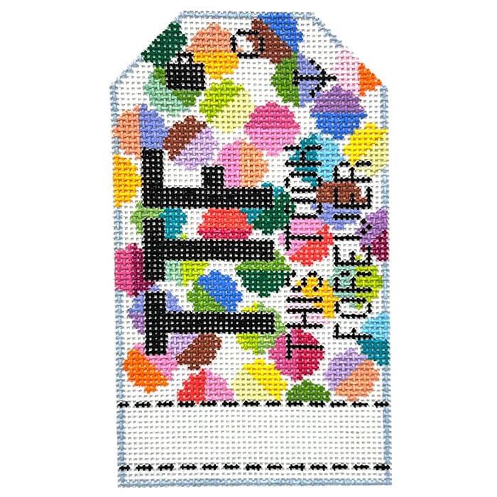 Lulu Retro Travel Tag ECS Painted Canvas Elizabeth Crane Swartz Designs  - 1