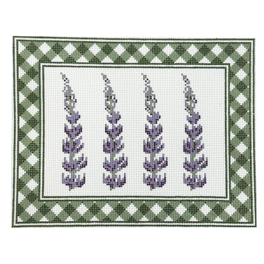 Lupine Sign (Gingham Border) Painted Canvas Fire and Iris 