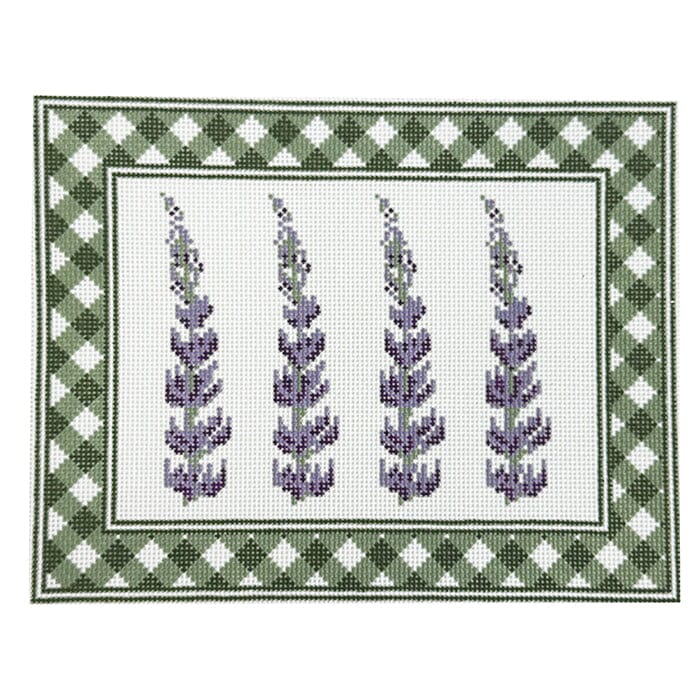 Lupine Sign (Gingham Border) Painted Canvas Fire and Iris  - 1