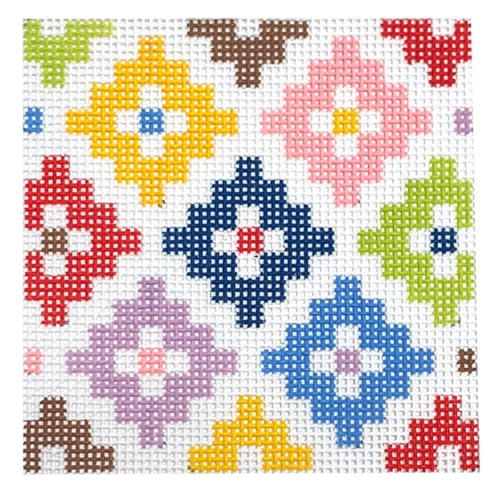 Maddie 3" Square Insert Painted Canvas Stitch Rock Designs  - 1