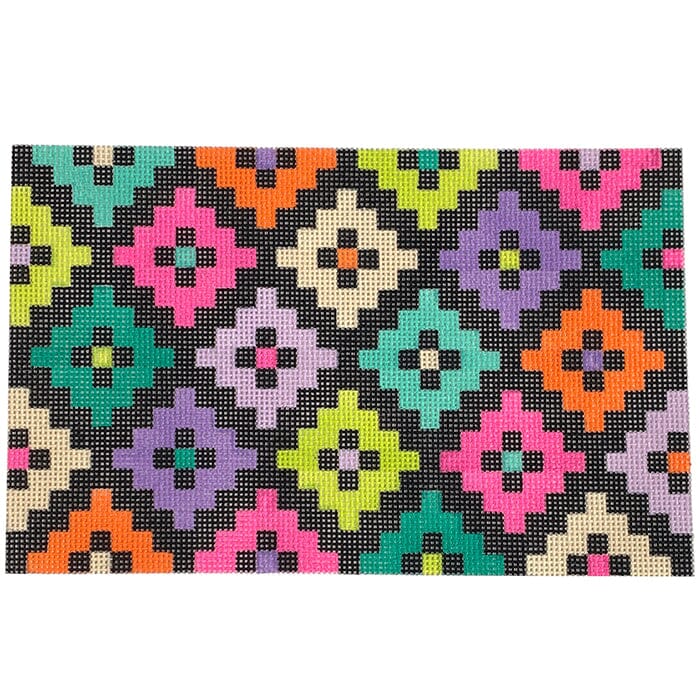 Maddie Clutch   Black Painted Canvas Stitch Rock Designs 
