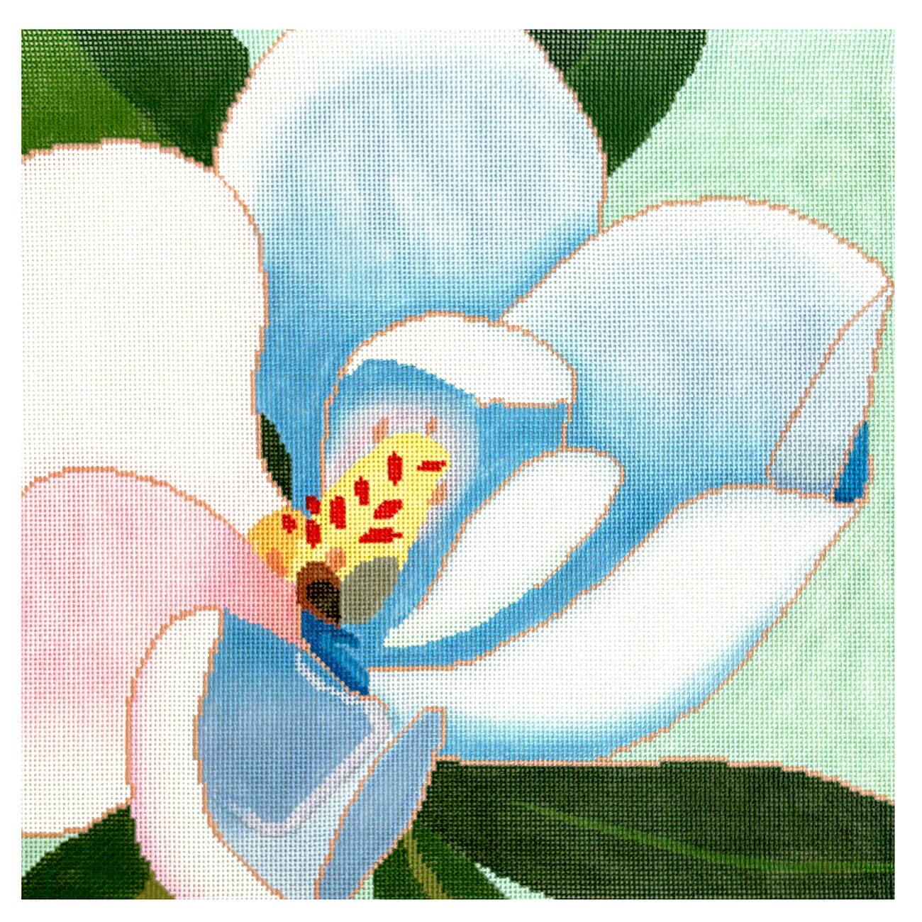 Magnolia on 18 Painted Canvas Blue Ridge Stitchery  - 1