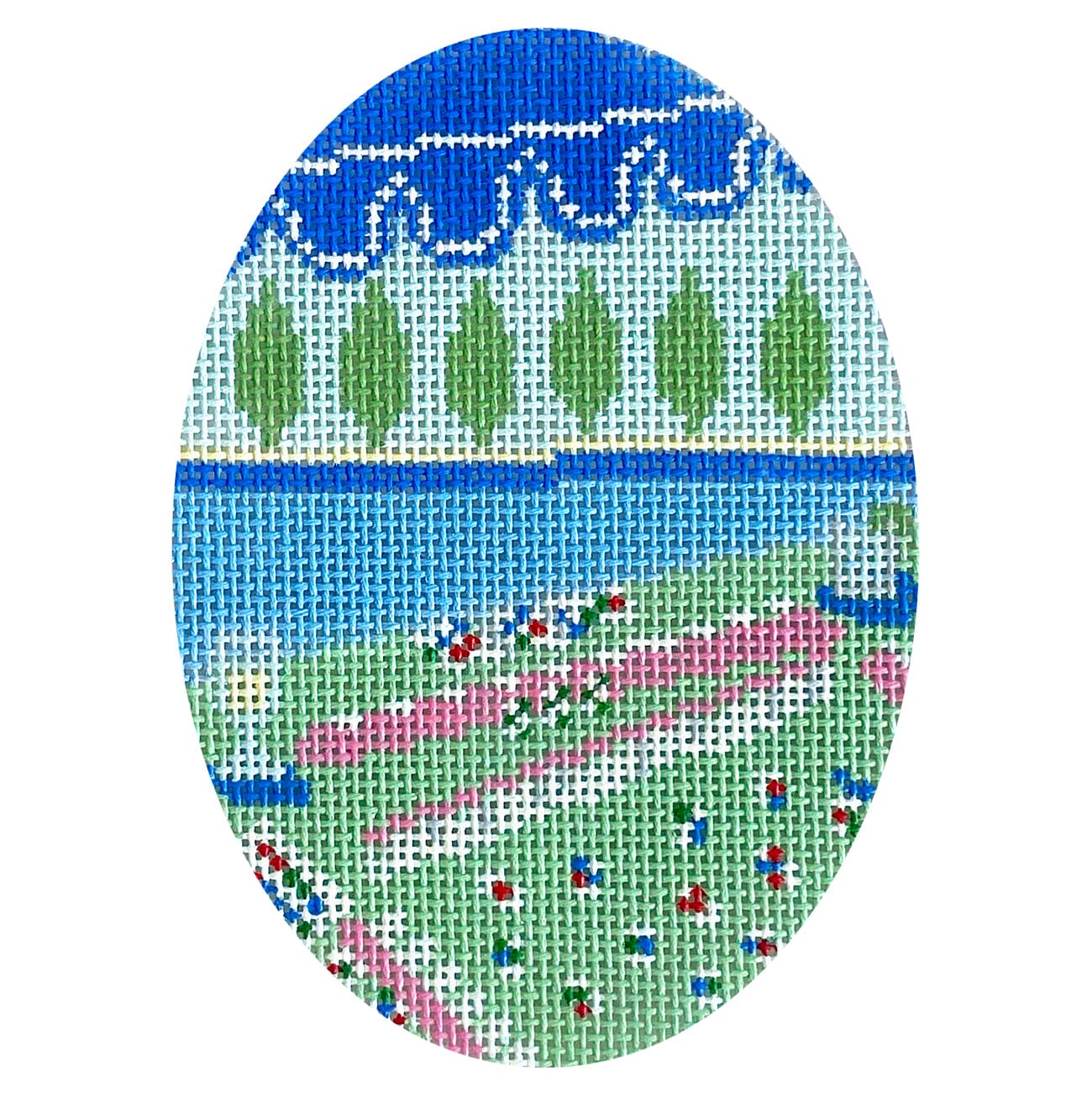 Mahj by the Pool Oval Painted Canvas KCN Designers  - 1