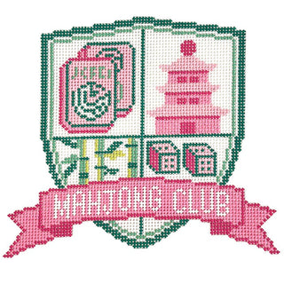 Mahjong Crest   Pinks & Greens Painted Canvas Atlantic Blue Canvas 
