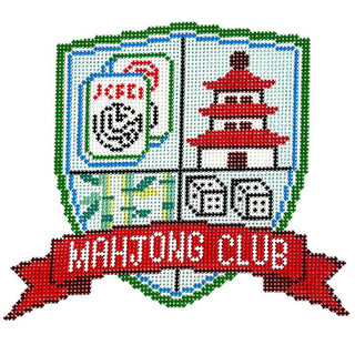 Mahjong Crest   Traditional Colors Painted Canvas Atlantic Blue Canvas 
