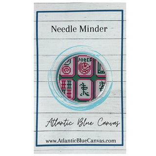 Mahjong Needleminder Pink & Green Painted Canvas Atlantic Blue Canvas 
