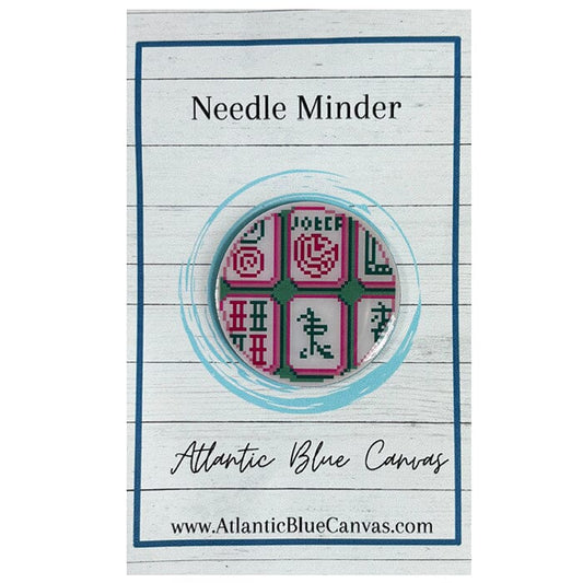 Mahjong Needleminder Pink & Green Painted Canvas Atlantic Blue Canvas 