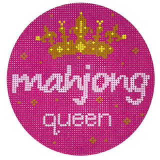 Mahjong Queen Round Painted Canvas Atlantic Blue Canvas 
