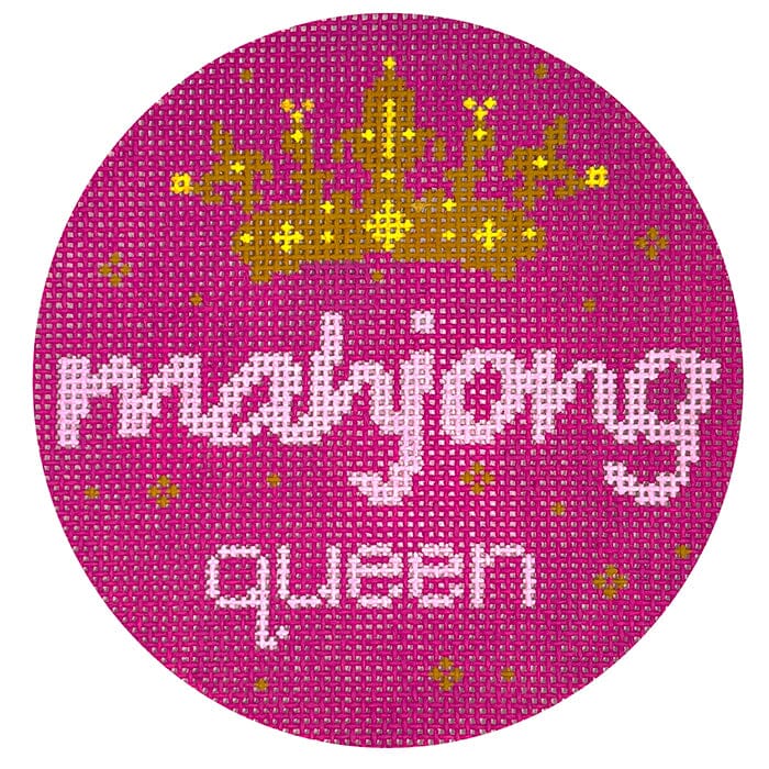 Mahjong Queen Round Painted Canvas Atlantic Blue Canvas 
