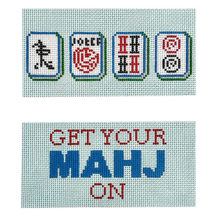 Mahjong Sunglass Case Painted Canvas Atlantic Blue Canvas 