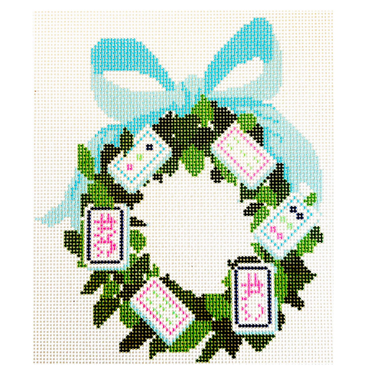 Mahjong Wreath Large Painted Canvas KCN Designers  - 1
