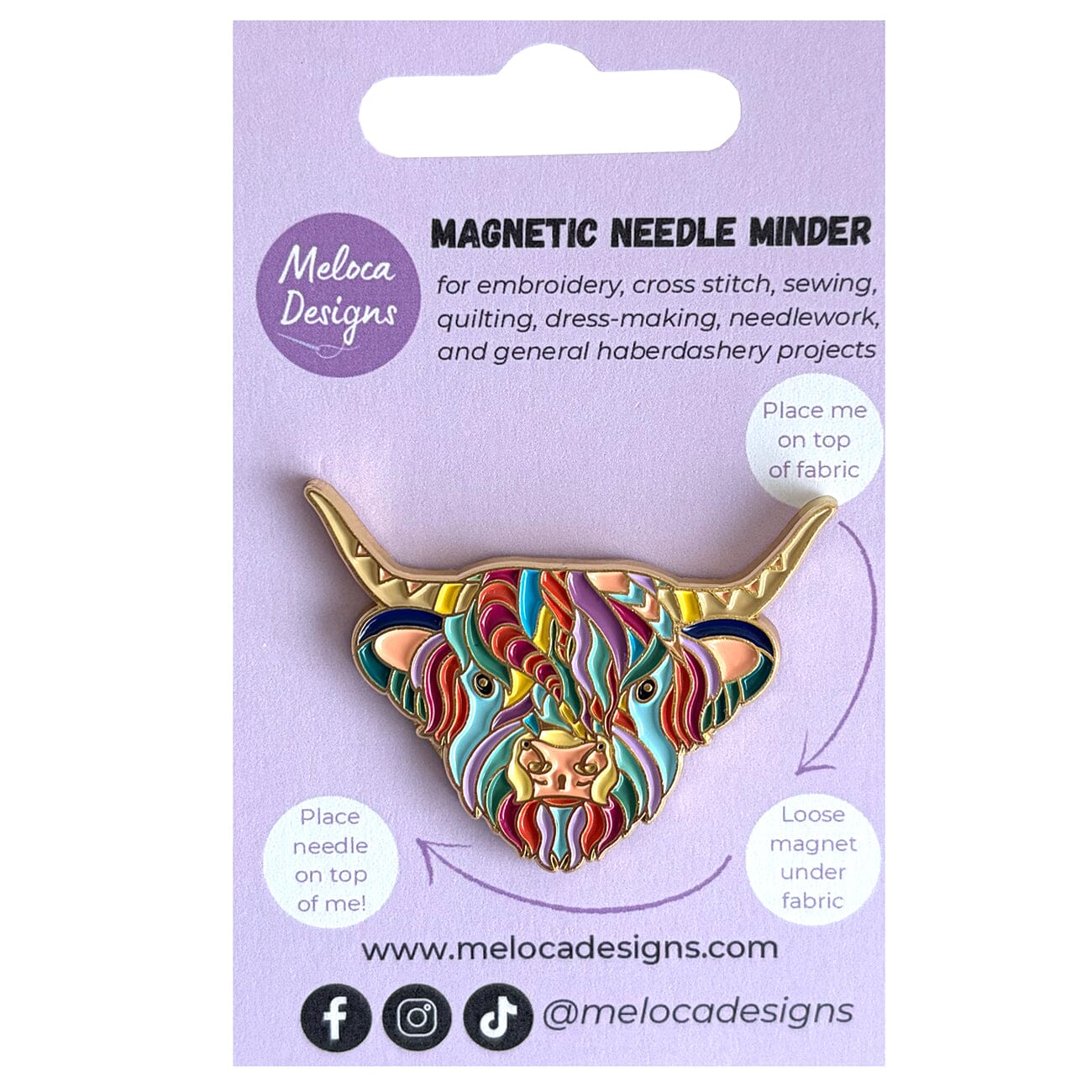 Mandala Highland Cow Needleminder Accessories Meloca Designs  - 1