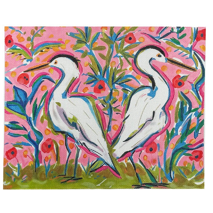 Maren Devine Egret Joy Painted Canvas Kate Dickerson Needlepoint Collections 

