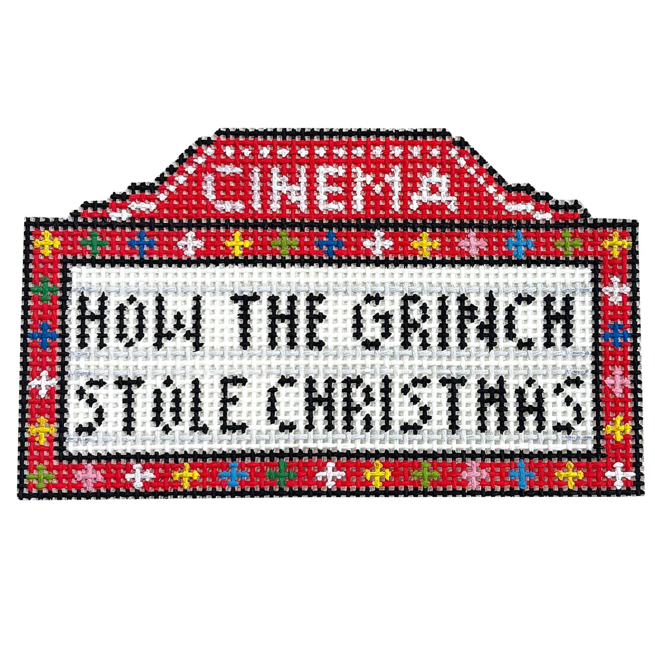 Marquee How the Grinch Stole Christmas Painted Canvas Blue Waters Needlepoint  - 1