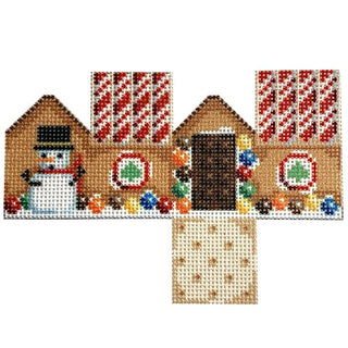 Marshmallow Snowman Mini Cottage Printed Canvas Two Sisters Needlepoint 
