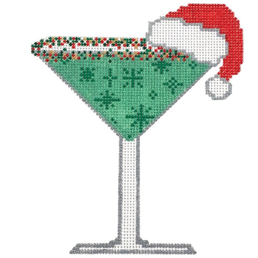 Martini - Grasshopper with Santa Hat Painted Canvas NDLPT Designs 