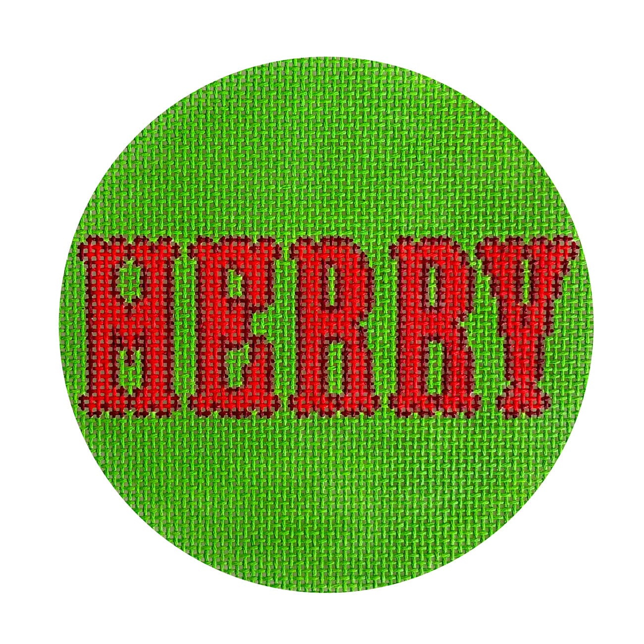 Merry   4 Inch Round Painted Canvas MF Needlepoint  - 1