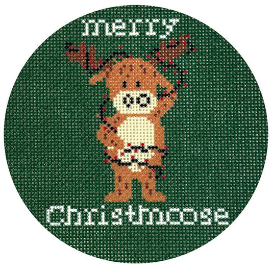 Merry Christmoose Round Painted Canvas KCN Designers 