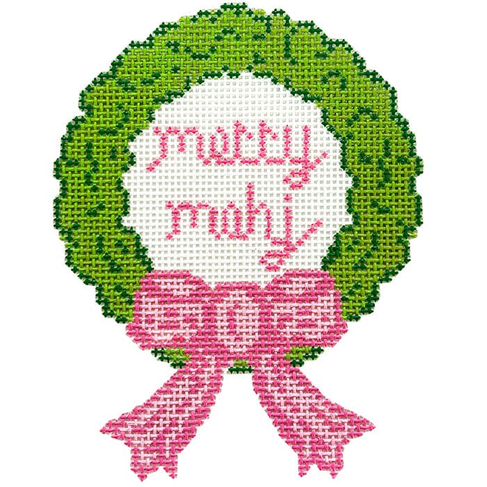 Merry Mahj Wreath Painted Canvas KCN Designers  - 1