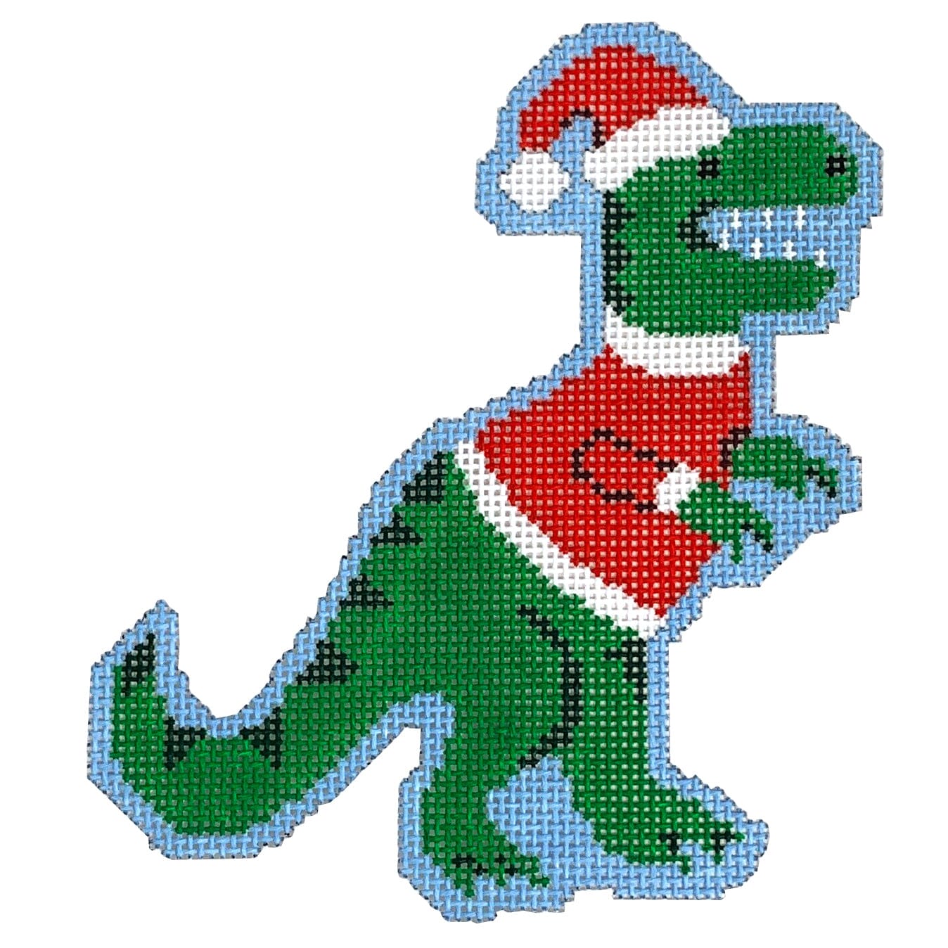 Merry Rex Mas Painted Canvas Elm Tree Needlepoint  - 1