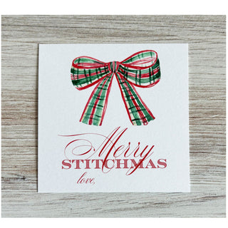 Merry Stitchmas   Red Plaid Bow Gift Tag Pack Accessories Caroline Webb Designs 
