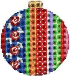 Merry Stripe I Ball Ornament Painted Canvas Associated Talents 