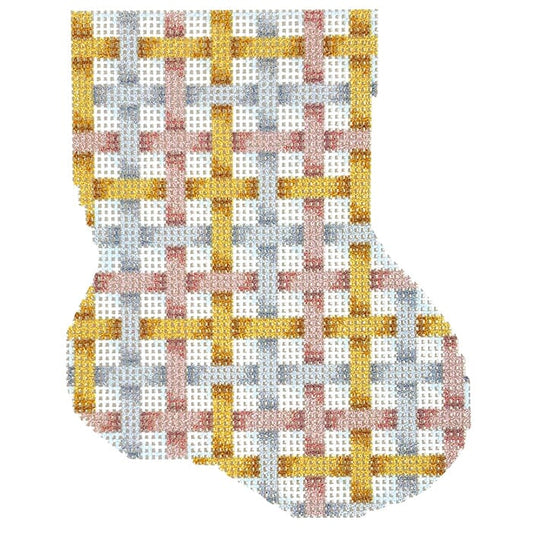 Metallic Weave Mini Sock Printed Canvas Two Sisters Needlepoint 