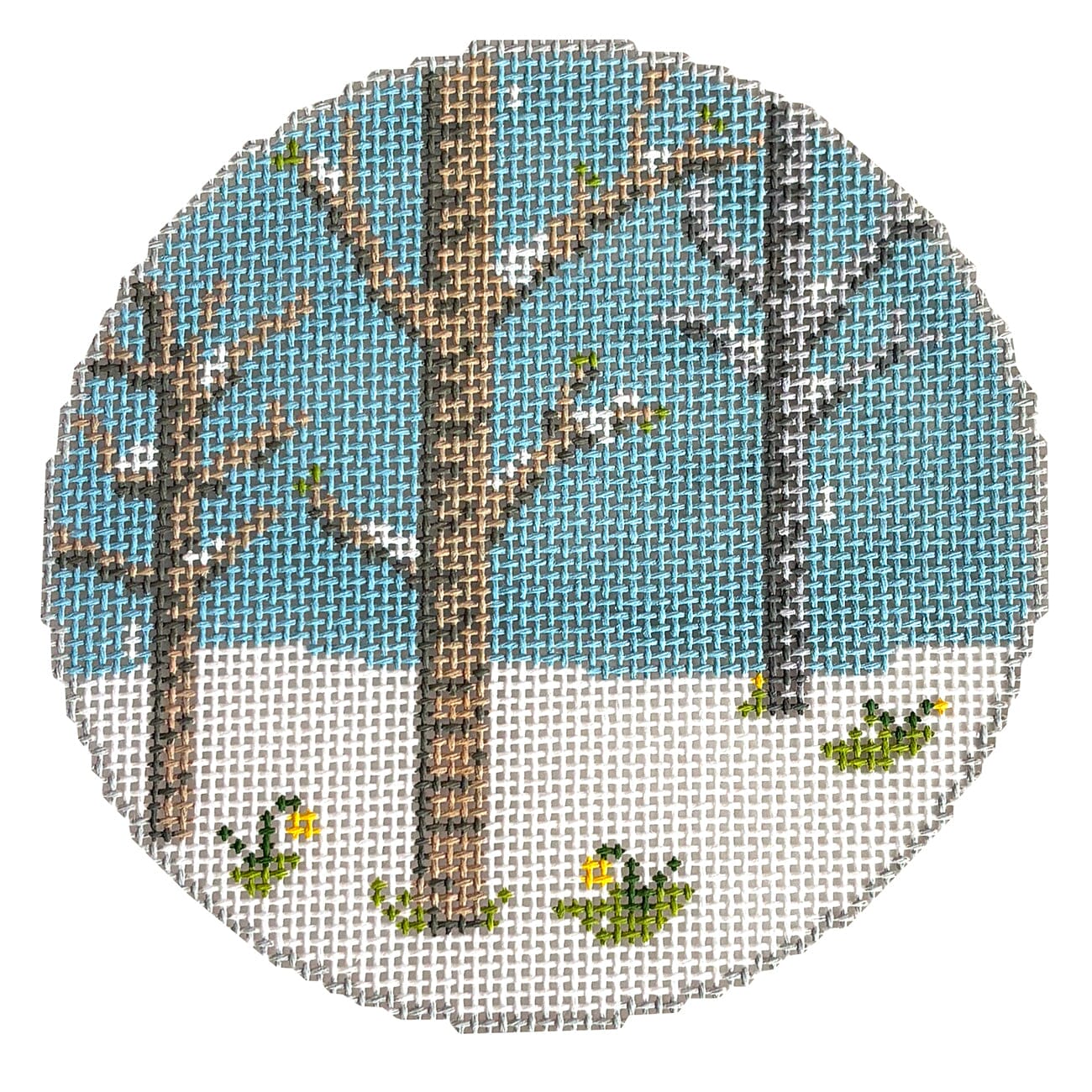 MFT   Silver White Winters That Melt Into Spring Painted Canvas The Gingham Stitchery  - 1