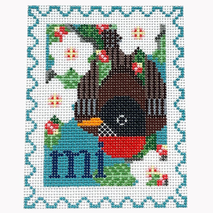 Michigan State Bird & Flower Stamp Painted Canvas Wipstitch Needleworks 