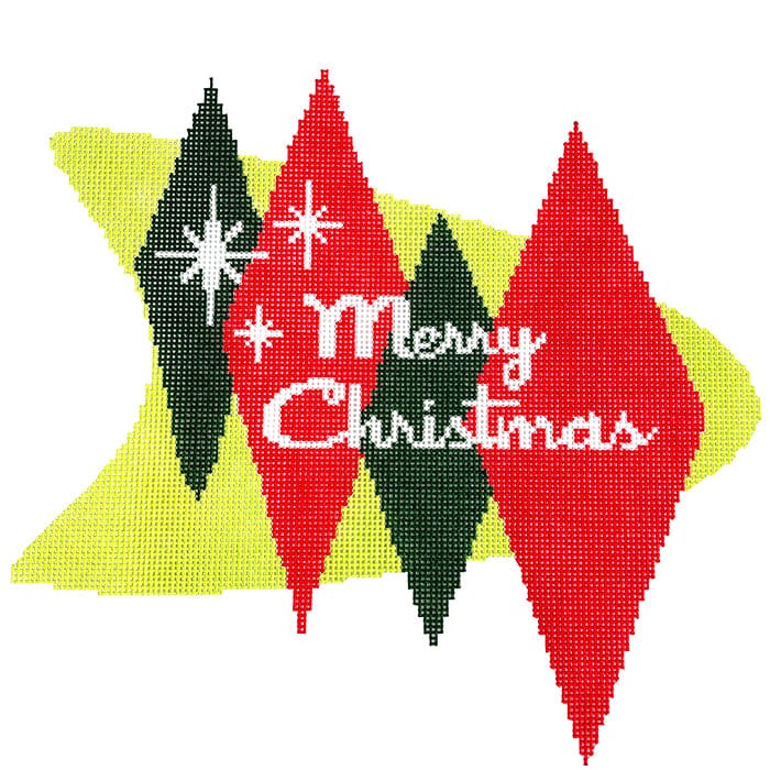 Mid Century Christmas Painted Canvas Mopsey Designs  - 1