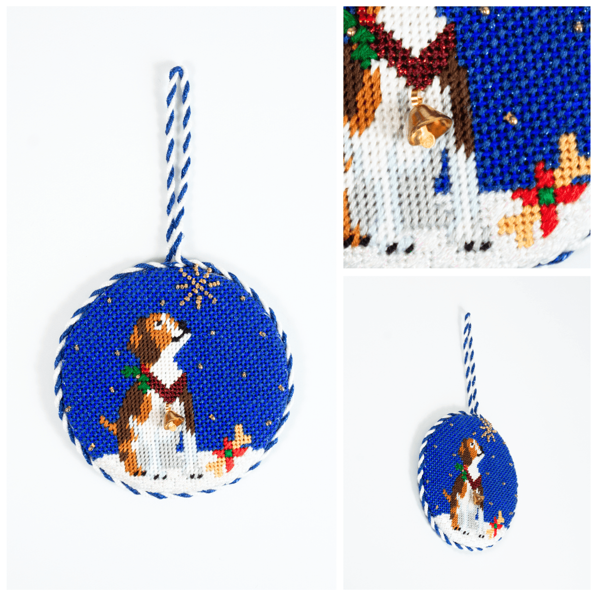 Midnight Beagle Round with Stitch Guide Painted Canvas Kirk & Bradley  - 3