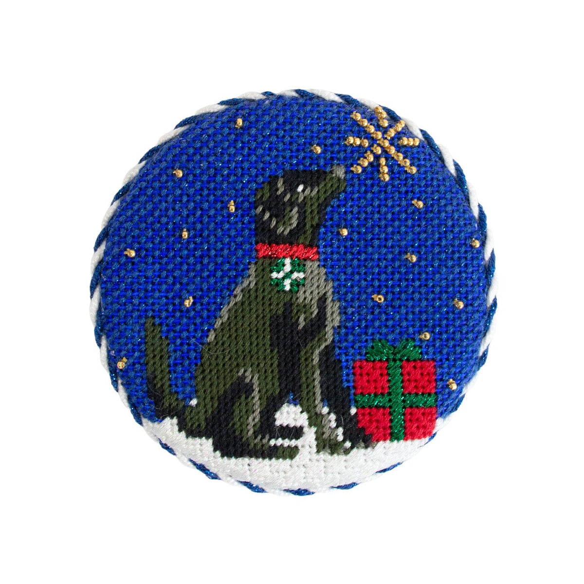 Midnight Black Labrador Round with Stitch Guide Painted Canvas Kirk & Bradley  - 2