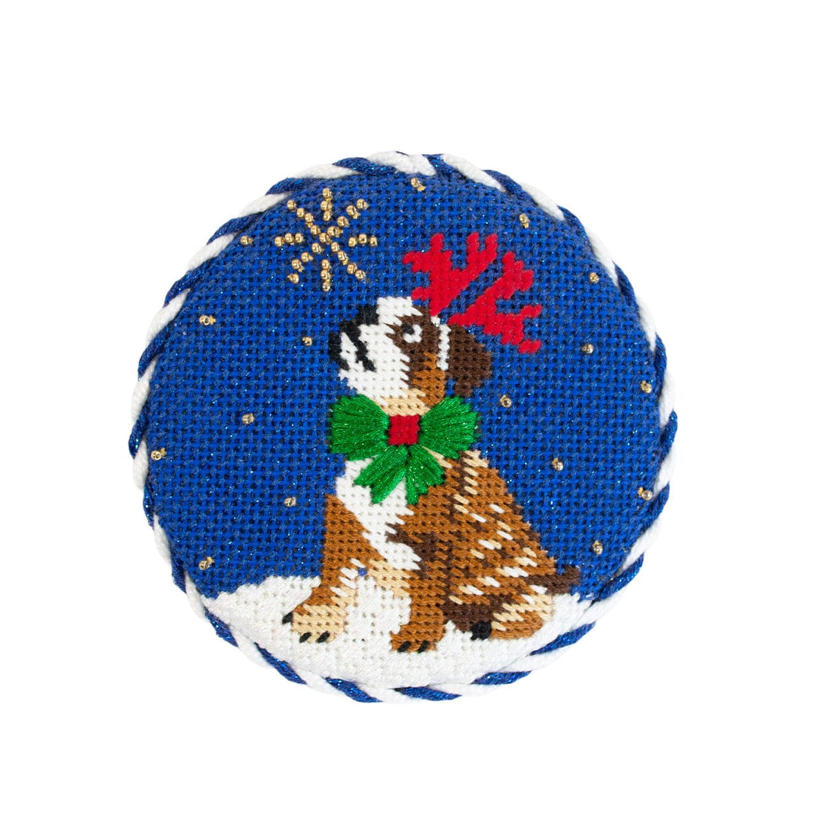 Midnight Bulldog Round with Stitch Guide Painted Canvas Kirk & Bradley  - 2