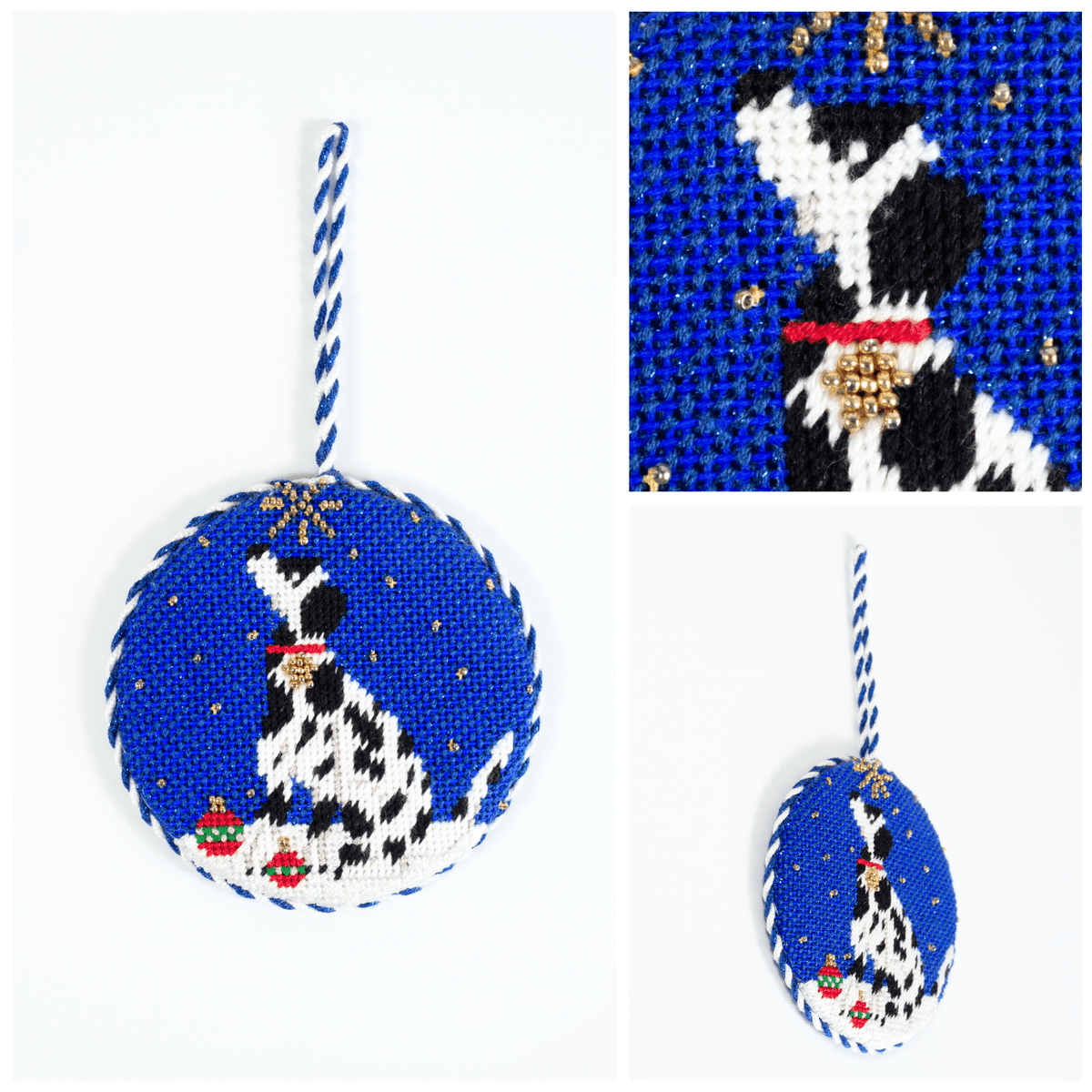 Midnight Dalmatian Round with Stitch Guide Painted Canvas Kirk & Bradley  - 3