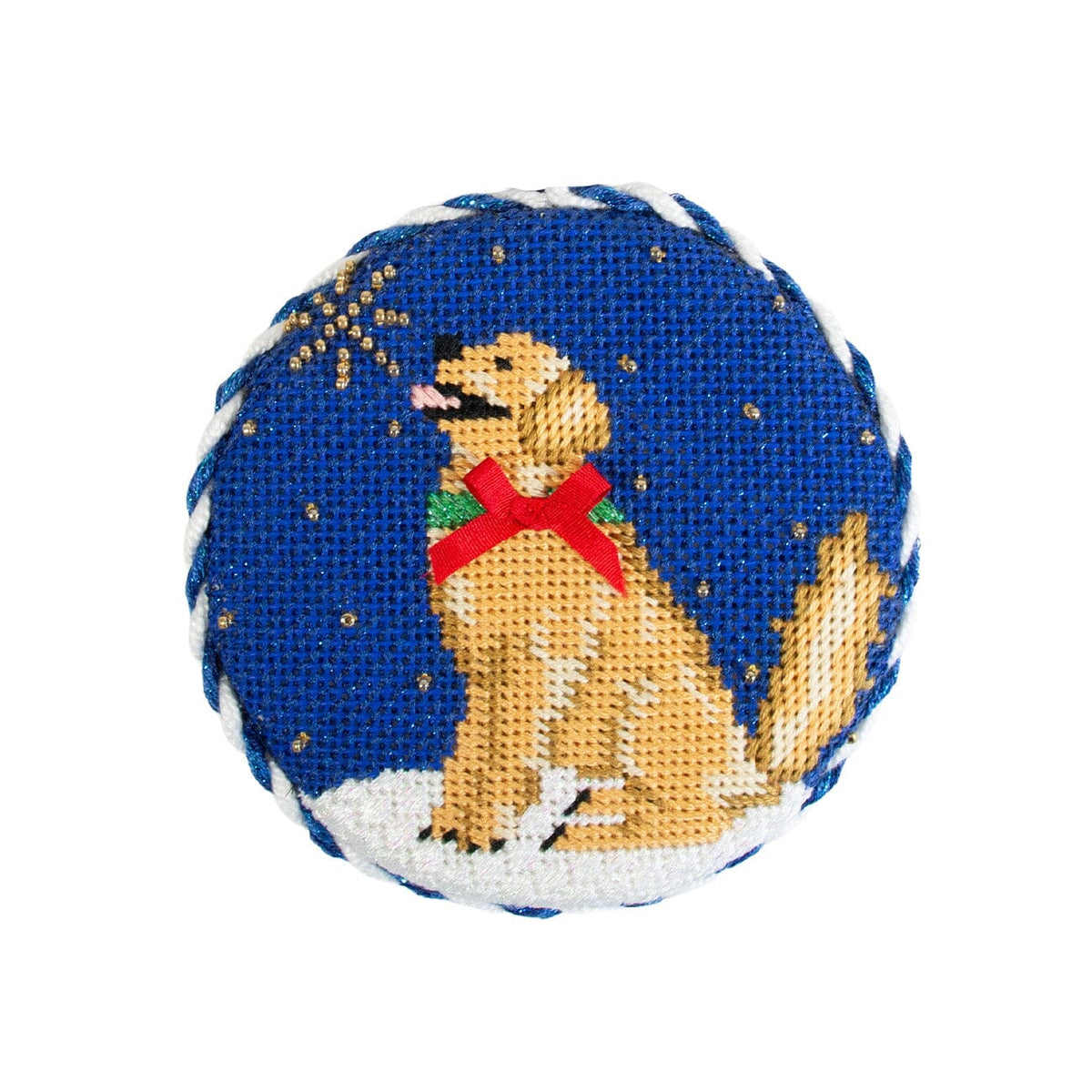 Midnight Golden Retriever Round with Stitch Guide - 2