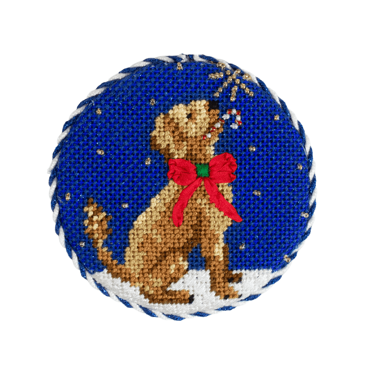 Midnight Goldendoodle Round with Stitch Guide Painted Canvas Kirk & Bradley  - 2