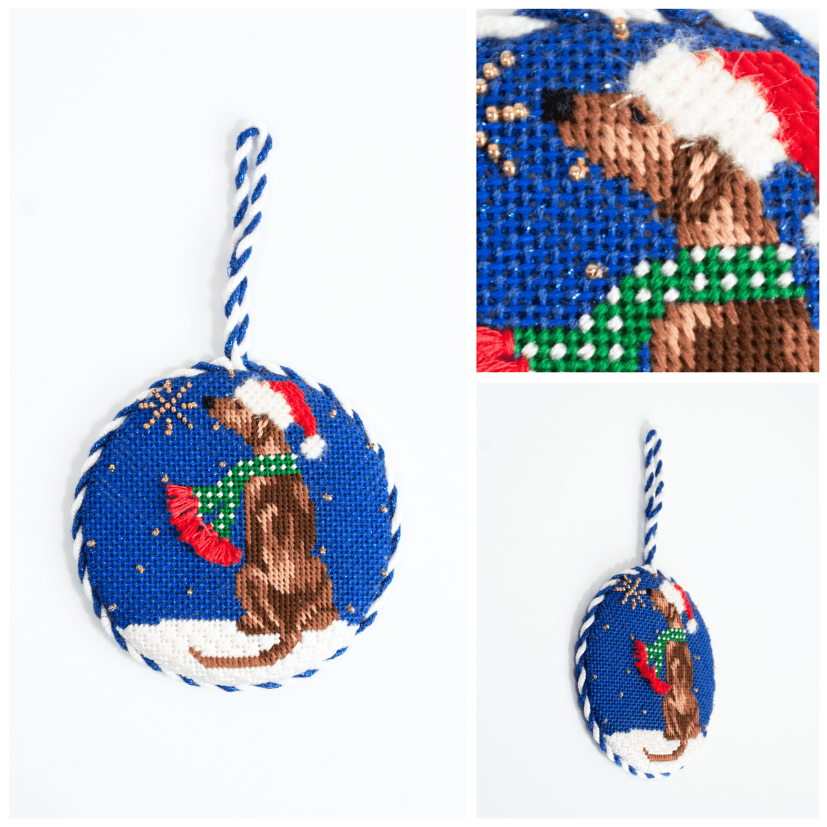 Midnight Greyhound Round with Stitch Guide Painted Canvas Kirk & Bradley  - 3