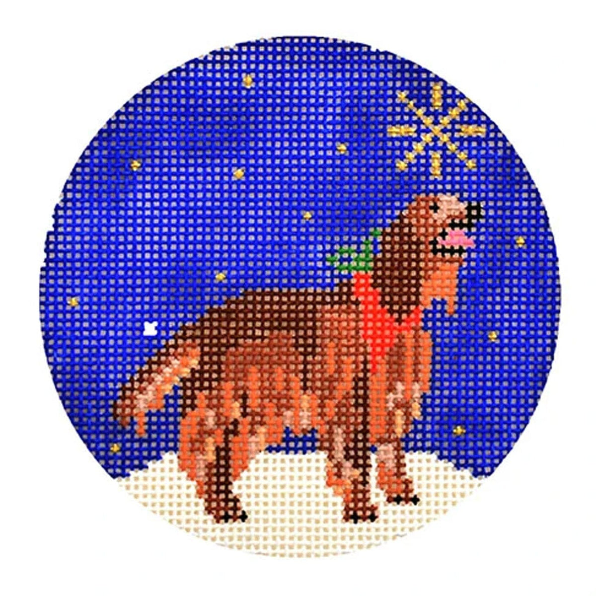 Midnight Irish Setter Round with Stitch Guide Painted Canvas Kirk & Bradley  - 1