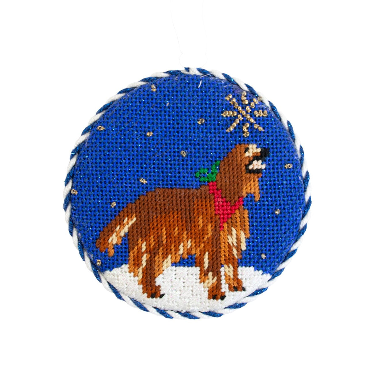 Midnight Irish Setter Round with Stitch Guide Painted Canvas Kirk & Bradley  - 2