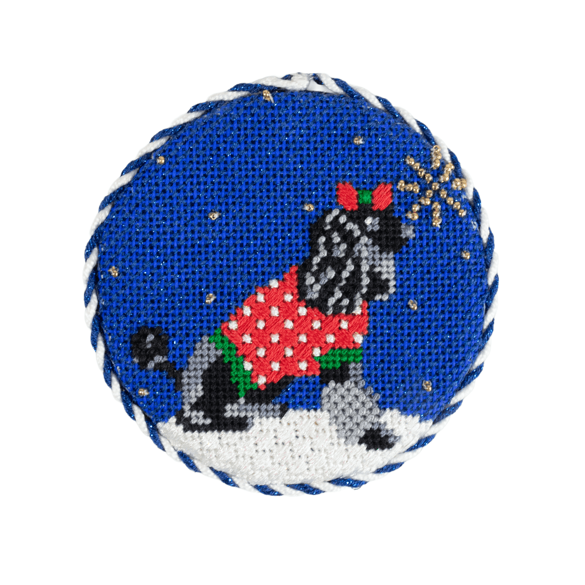 Midnight Poodle Round with Stitch Guide Painted Canvas Kirk & Bradley  - 2