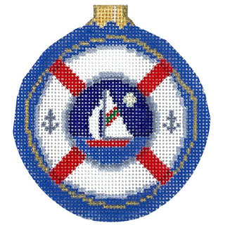 Midnight Sail, 3.25" Round Painted Canvas Susan Roberts Needlepoint Designs Inc. 
