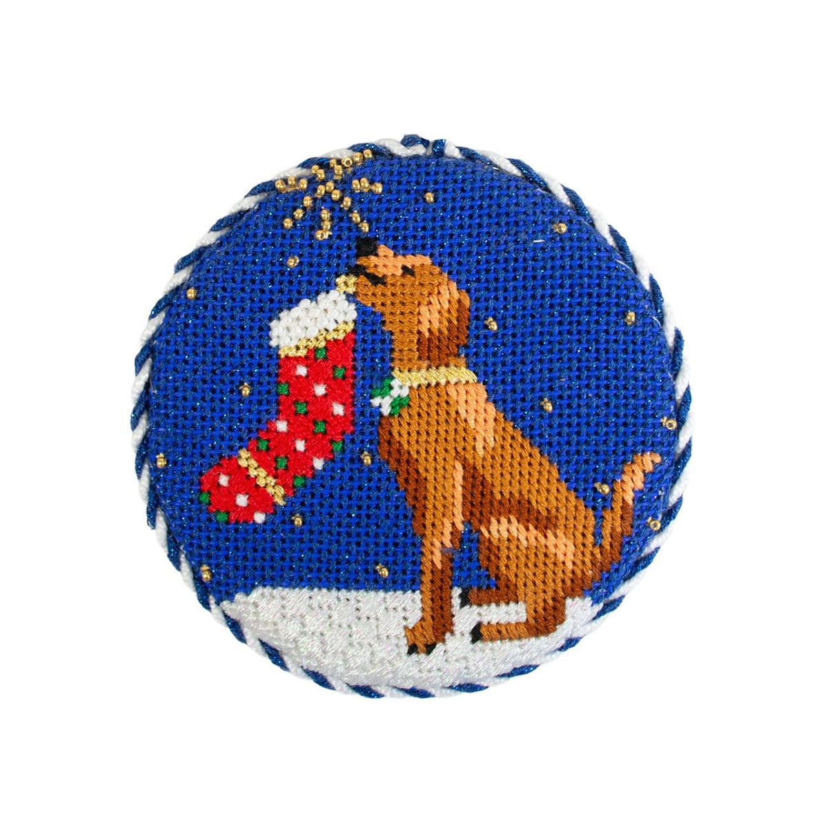 Midnight Vizsla Round with Stitch Guide Painted Canvas Kirk & Bradley  - 2