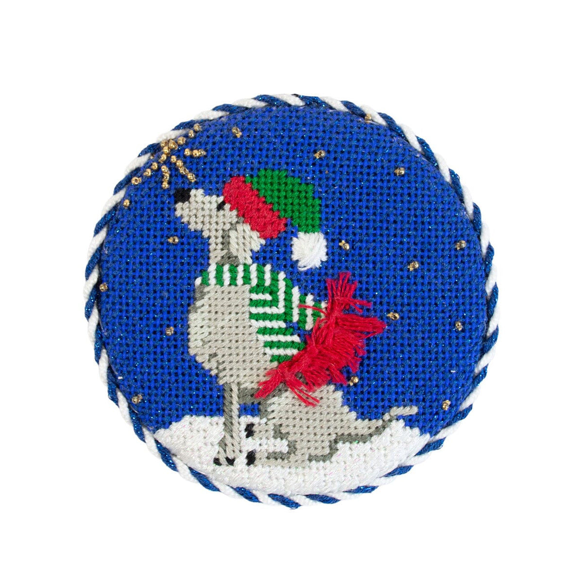 Midnight Weimaraner Round with Stitch Guide Painted Canvas Kirk & Bradley  - 2