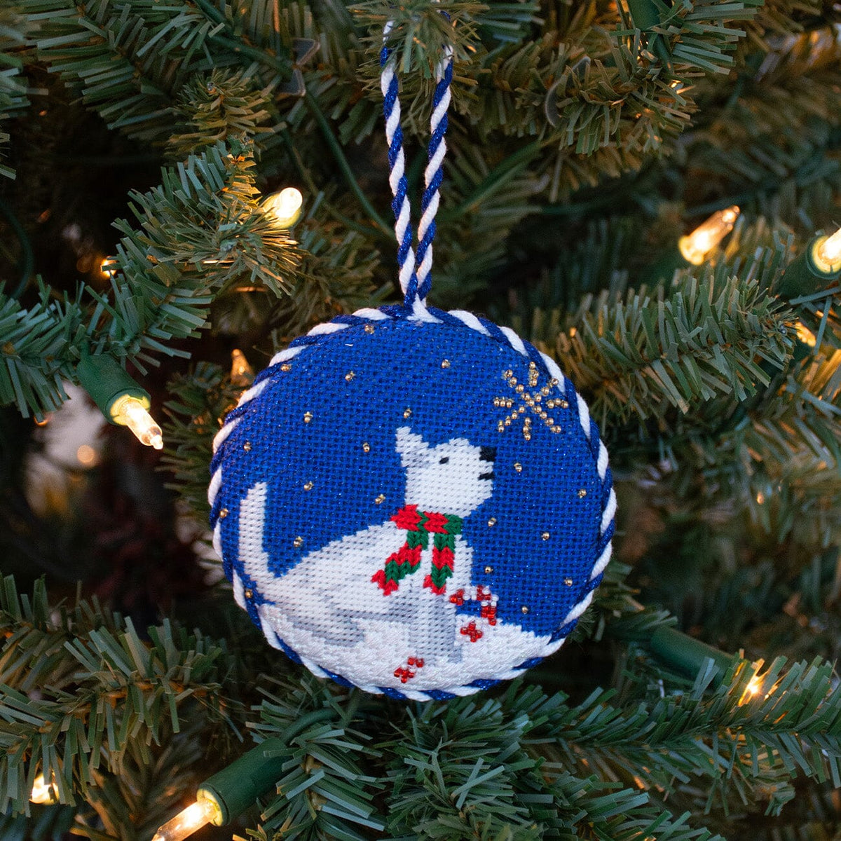 Midnight Westie Round with Stitch Guide Painted Canvas Kirk & Bradley  - 4