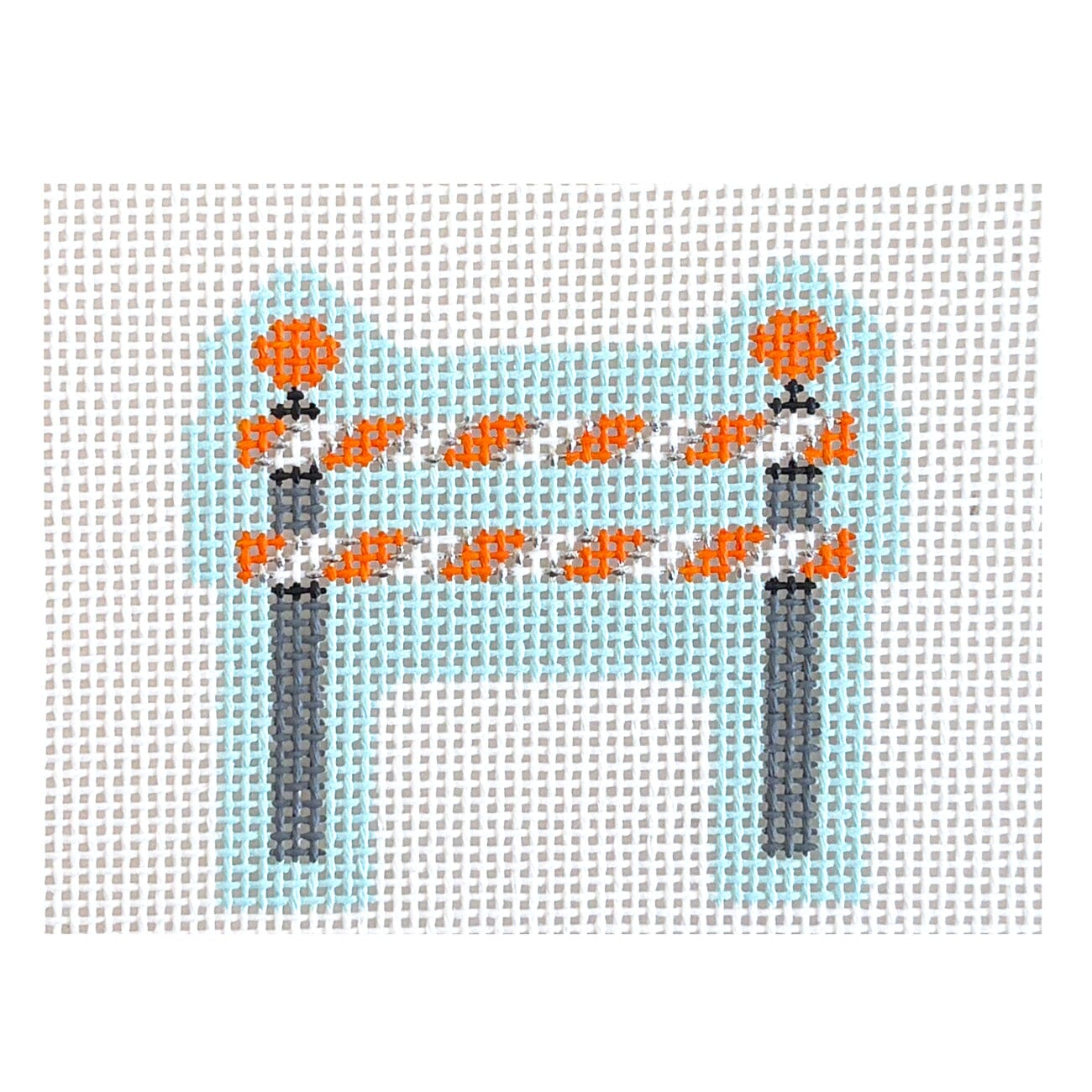 Mini Construction Barrier Painted Canvas Goodpoint Needlepoint  - 1