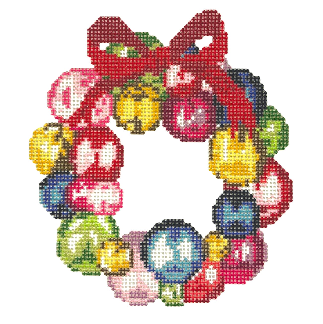 Mini Glass Ornament Wreath Painted Canvas KCN Designers  - 1