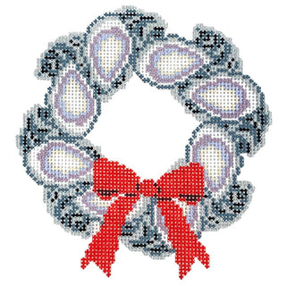 Mini Oyster Wreath Painted Canvas The Salty Stitcher 
