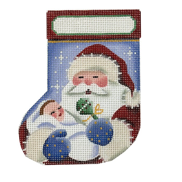 Mini Sock: Baby's First Sock, Boy Painted Canvas Rebecca Wood Designs  - 1